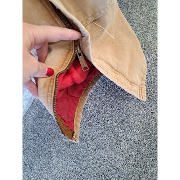 Vintage Carhartt Mens Canvas Quilt-Lined Bib Overalls Beige 36x30 Gorpcore - Picture 4 of 9